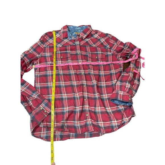 JACHS GIRLFRIEND Women's Size Small Red Flannel Shirt 100% Cotton Pearl Snap - Picture 7 of 13